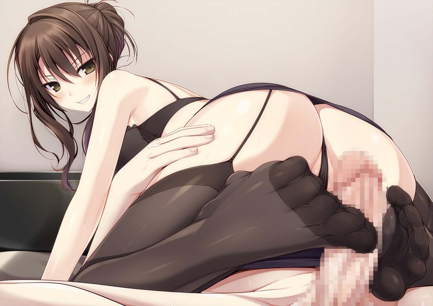 ass bra cameltoe censored feet feng footjob gakkou_no_seiiki nase_yaeka naturalton pantsu penis skirt_lift stockings thighhighs thong