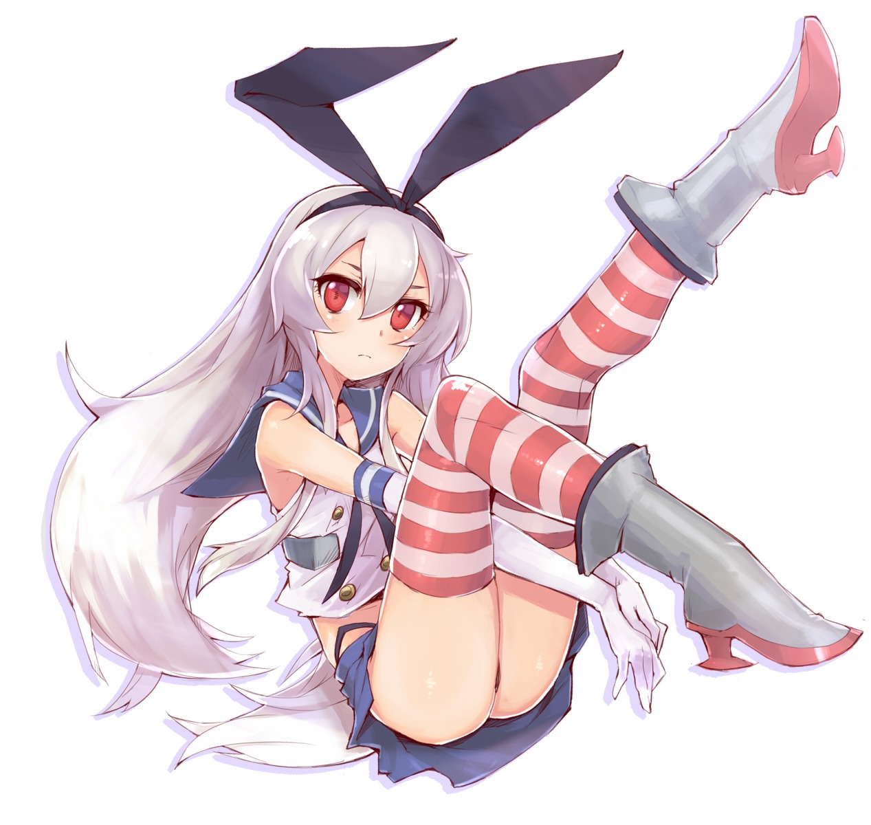 hoosaku kantai_collection pantsu shimakaze_(kancolle) thighhighs