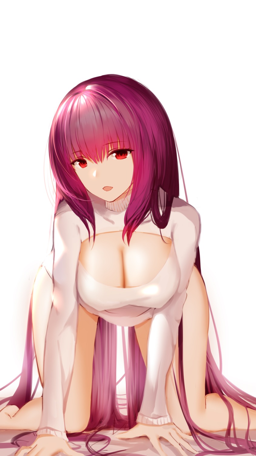 an_yasuri cleavage erect_nipples fate/stay_night no_bra scathach_(fate/grand_order) sketch sweater