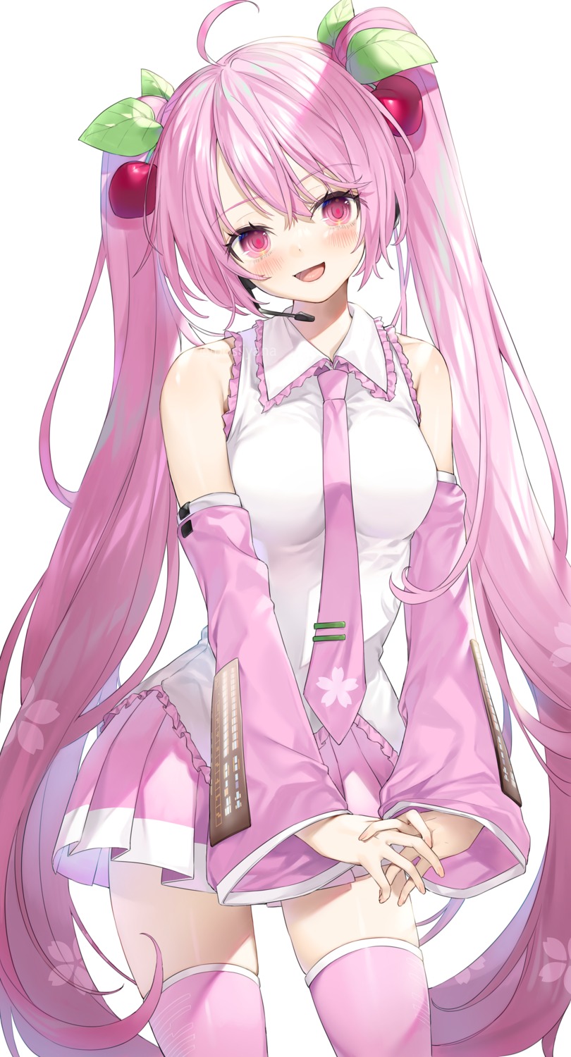 hatsune_miku sakura_miku thighhighs vocaloid yana_mori