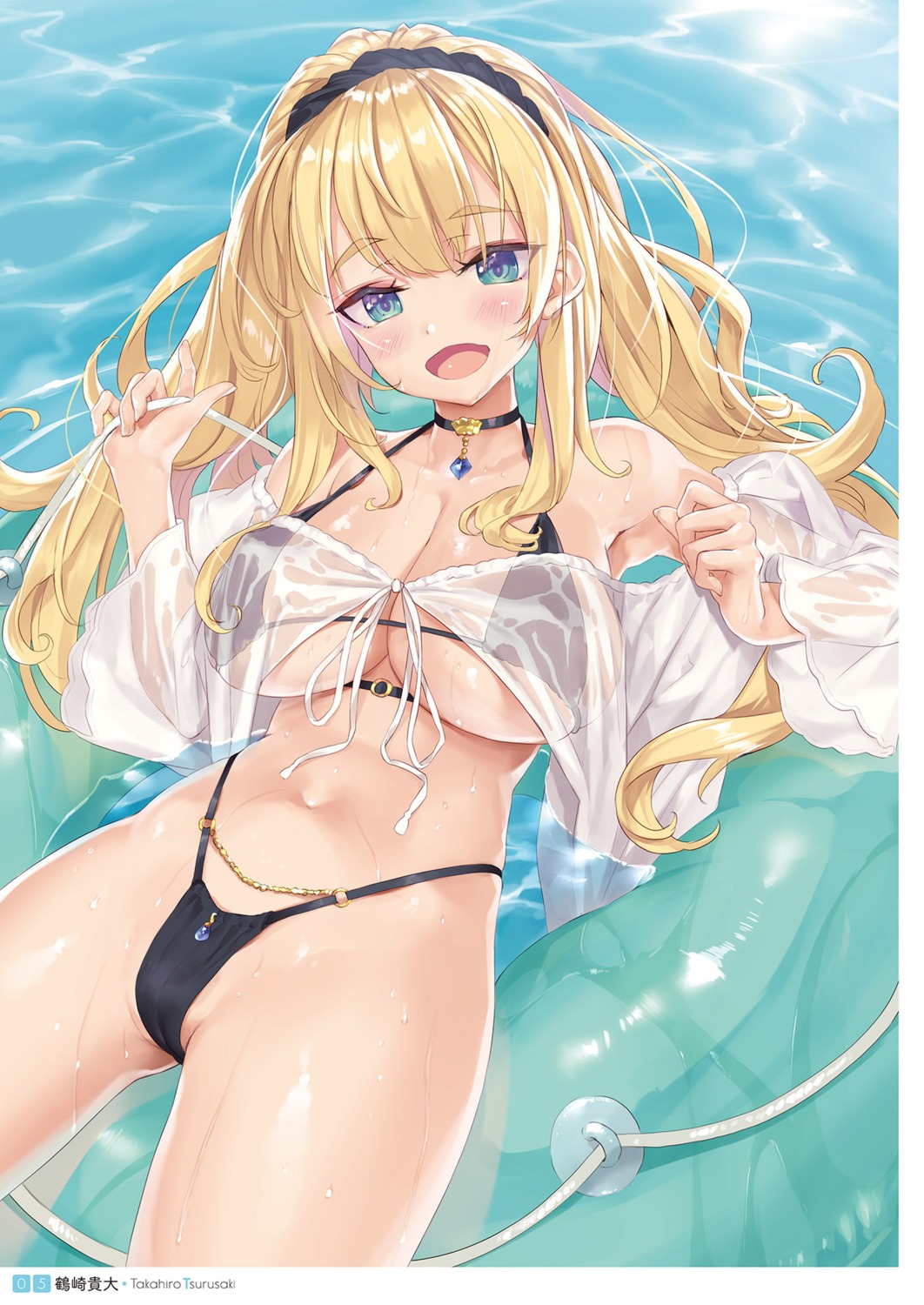 bikini cleavage see_through swimsuits tsurusaki_takahiro wet_clothes