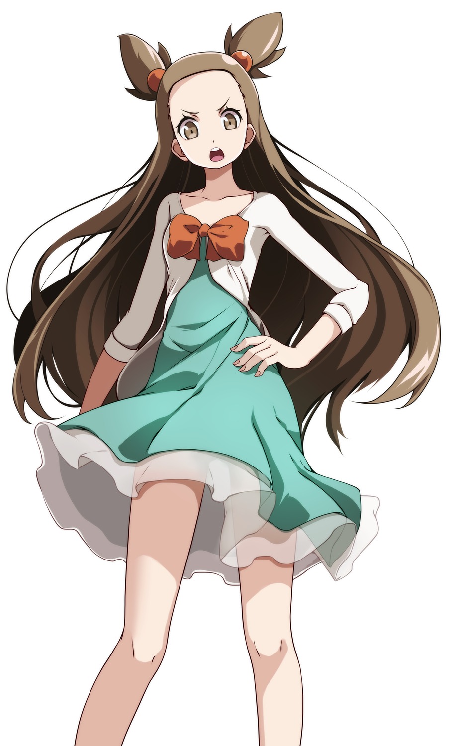 dress mikan_(pokemon) pokemon pokemon_hgss see_through skirt_lift tsukishiro_saika