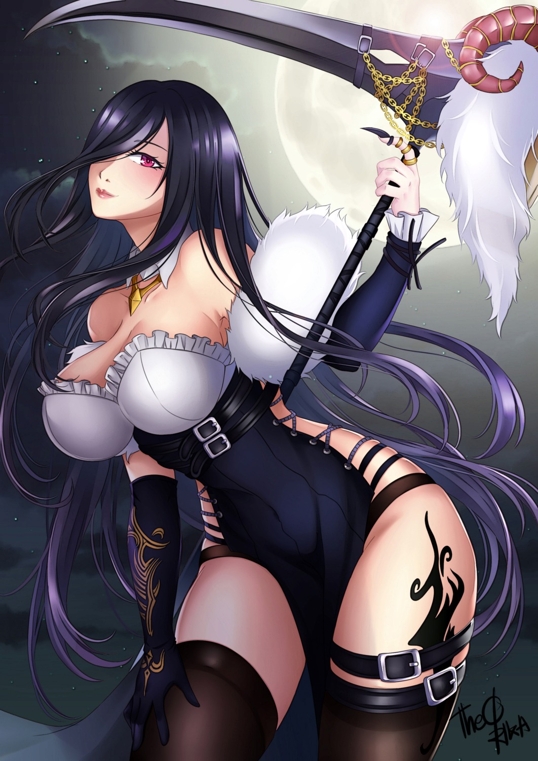 cleavage garter tagme tattoo thighhighs weapon