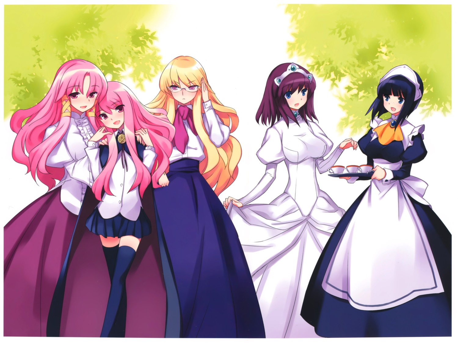 cattleya_(zero_no_tsukaima) dress elenor henrietta louise maid megane seifuku siesta thighhighs usatsuka_eiji zero_no_tsukaima