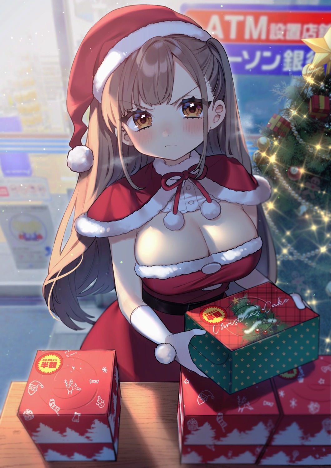 christmas cleavage dress no_bra sakura_yuki