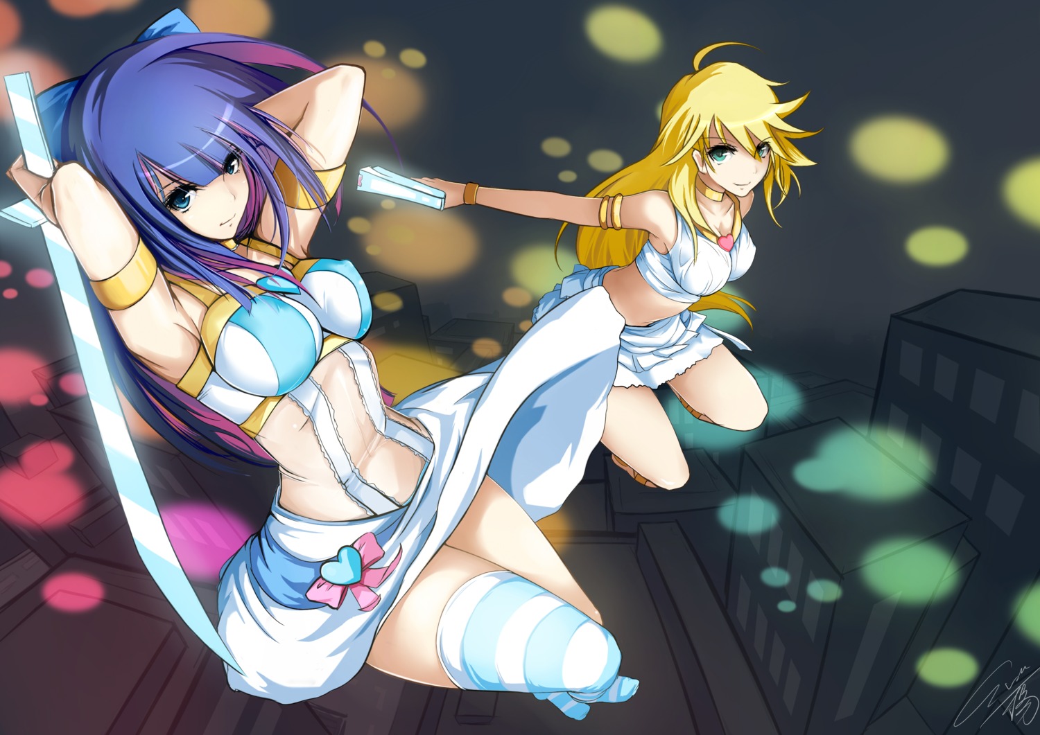 erect_nipples evan_yang gun panty panty_&_stocking_with_garterbelt stocking sword thighhighs