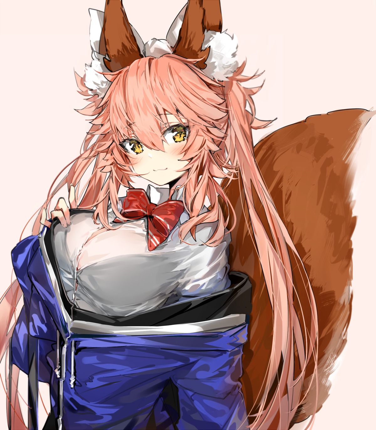 animal_ears fate/grand_order kitsune see_through seifuku silver_(chenwen) tail tamamo_no_mae undressing