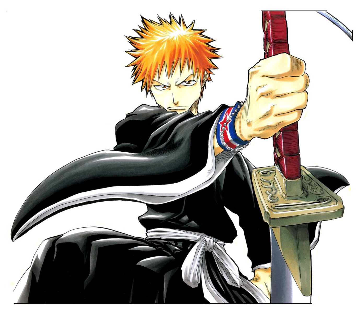 bleach japanese_clothes kubo_tite kurosaki_ichigo male sword weapon