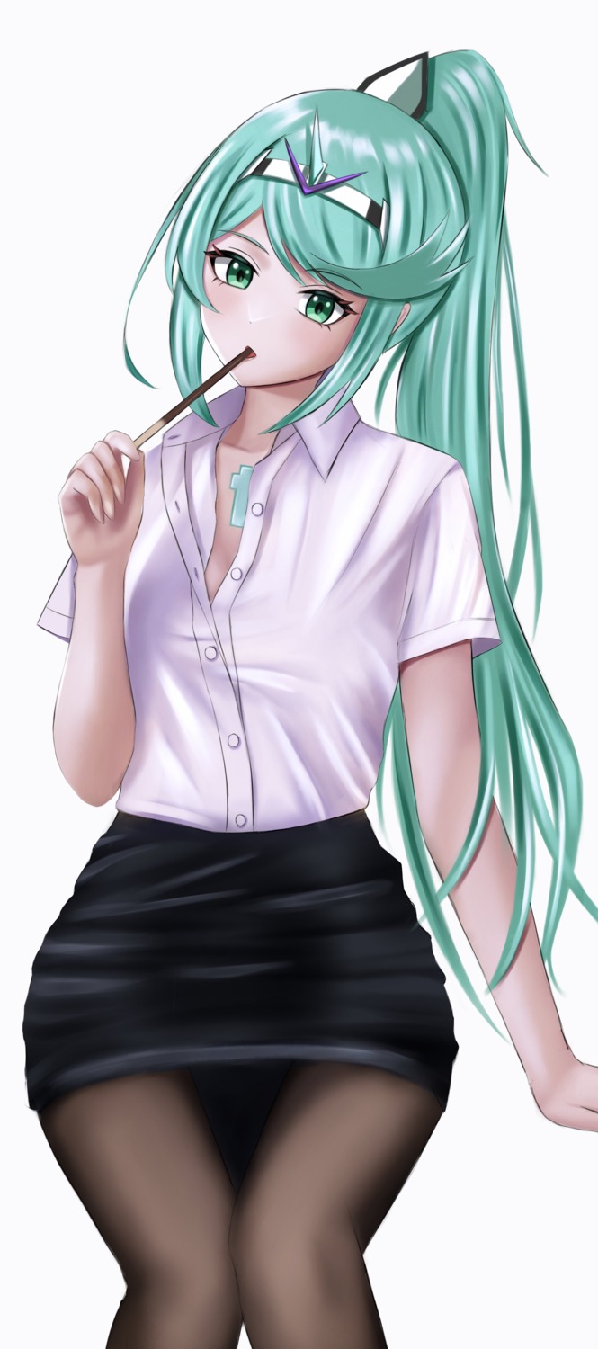 dress_shirt langspower open_shirt pantyhose pneuma_(xenoblade_2) xenoblade xenoblade_chronicles_2