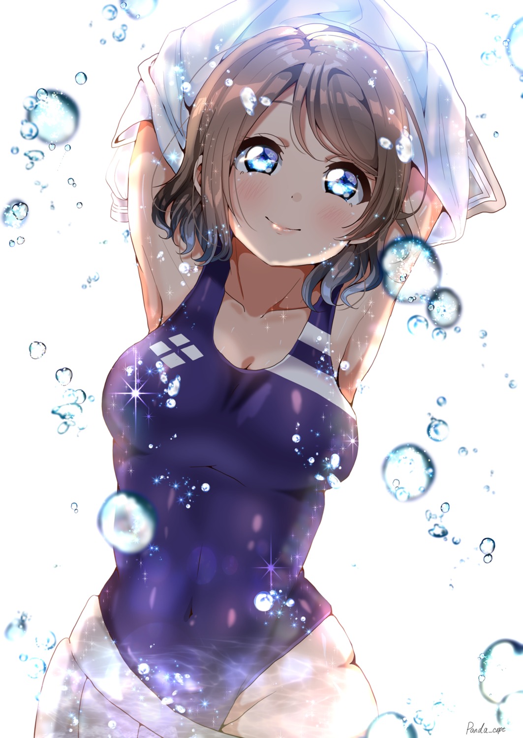 cleavage love_live!_sunshine!! panda_copt seifuku shirt_lift swimsuits watanabe_you