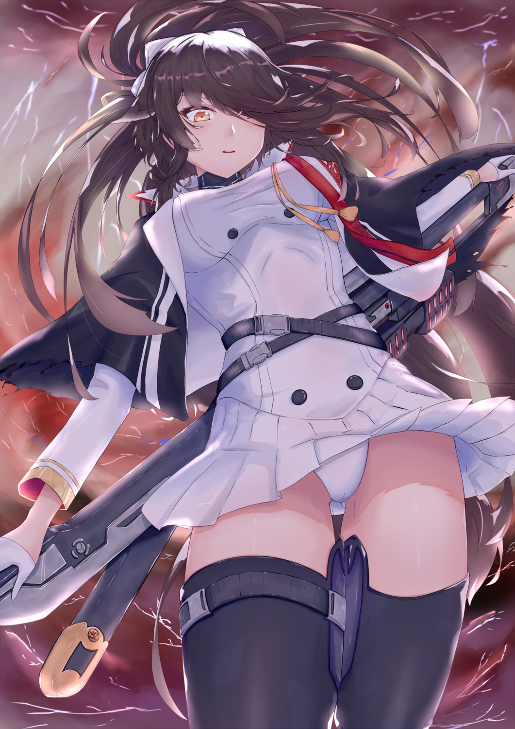 2318257725 azur_lane code_t_(azur_lane) garter pantsu skirt_lift sword thighhighs uniform