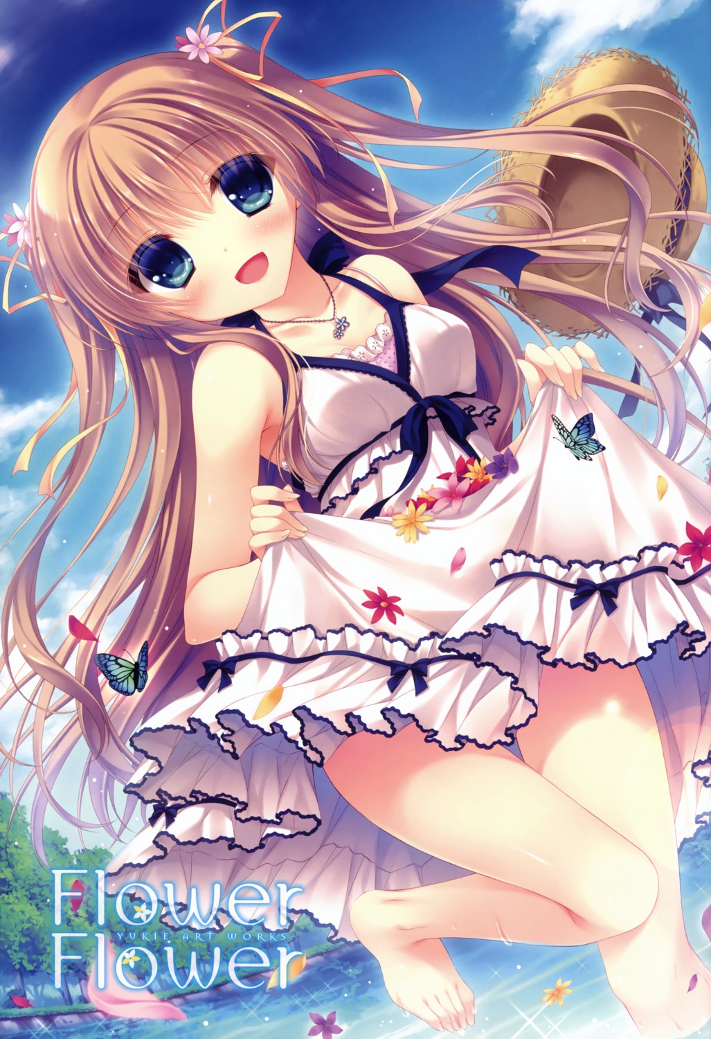 dress feet skirt_lift summer_dress wet yukie