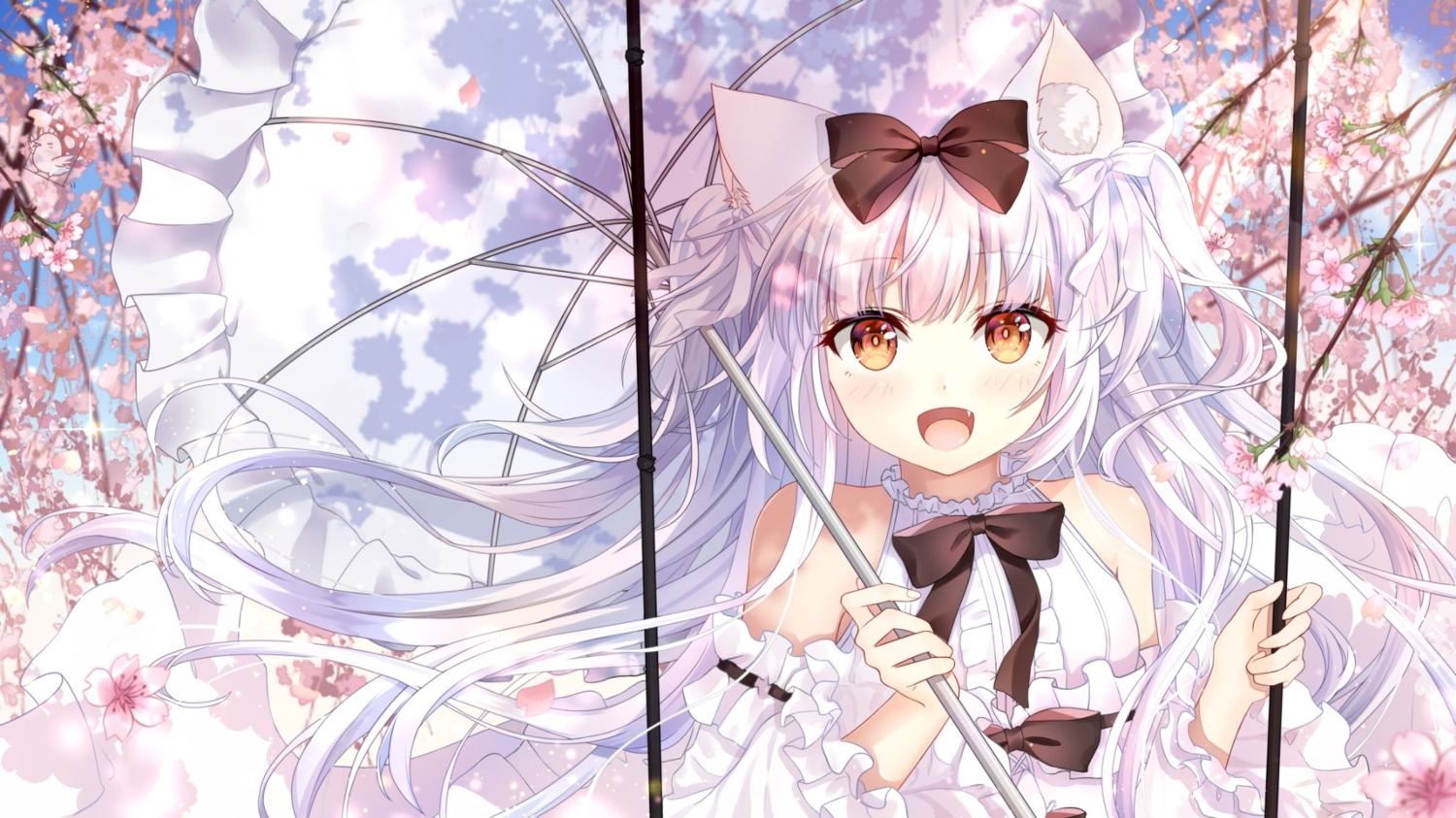 animal_ears azur_lane hei_kuang_jun nekomimi umbrella yukikaze_(azur_lane)