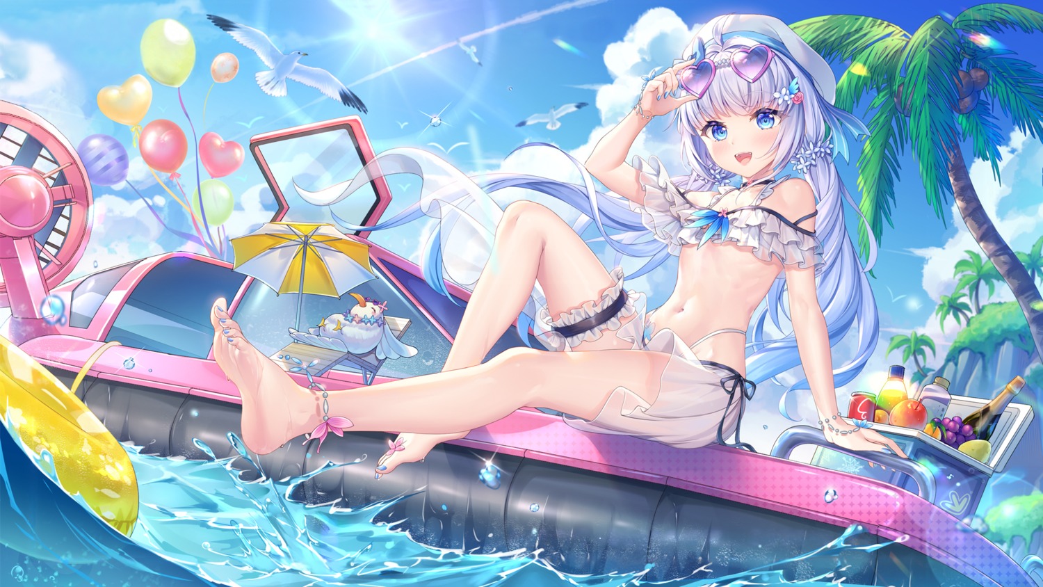 bikini detexted feet garter megane sannio see_through skirt_lift swimsuits wallpaper wet