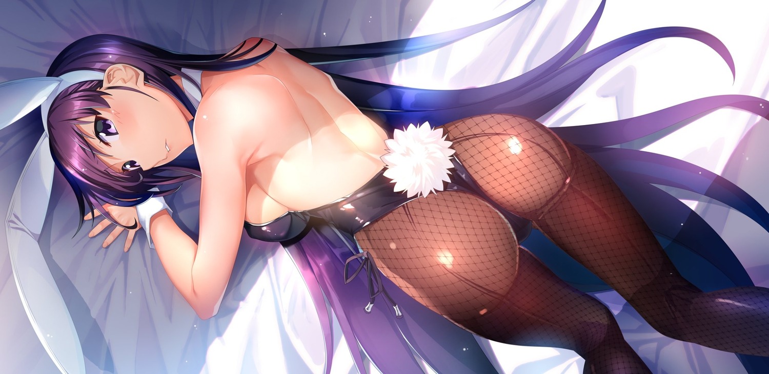 animal_ears ass bunny_ears bunny_girl fishnets grisaia grisaia_no_kajitsu grisaia_no_meikyu no_bra pantyhose sakaki_yumiko tail watanabe_akio