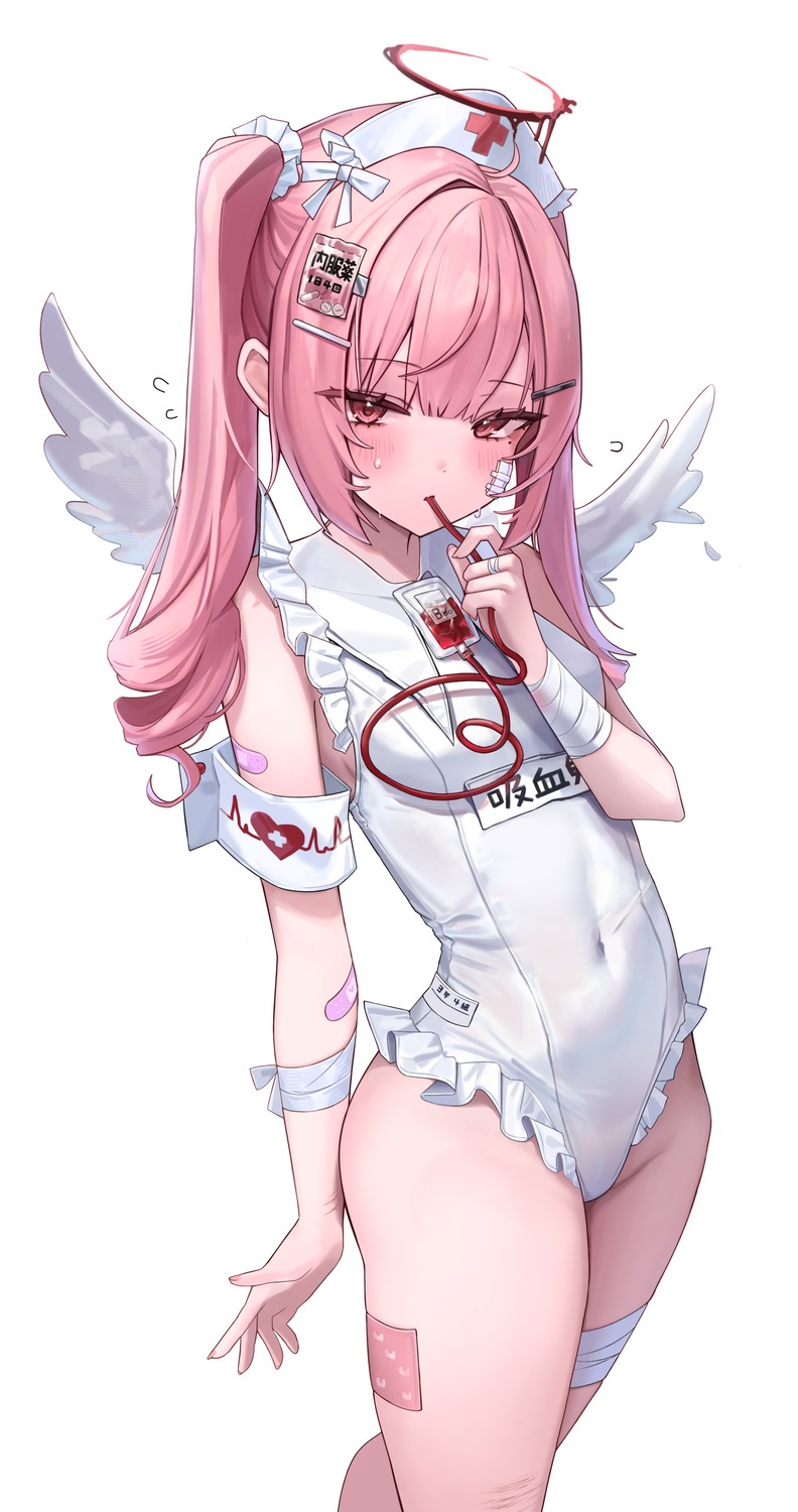 angel bandages bandaid garter nurse swimsuits whitebc wings