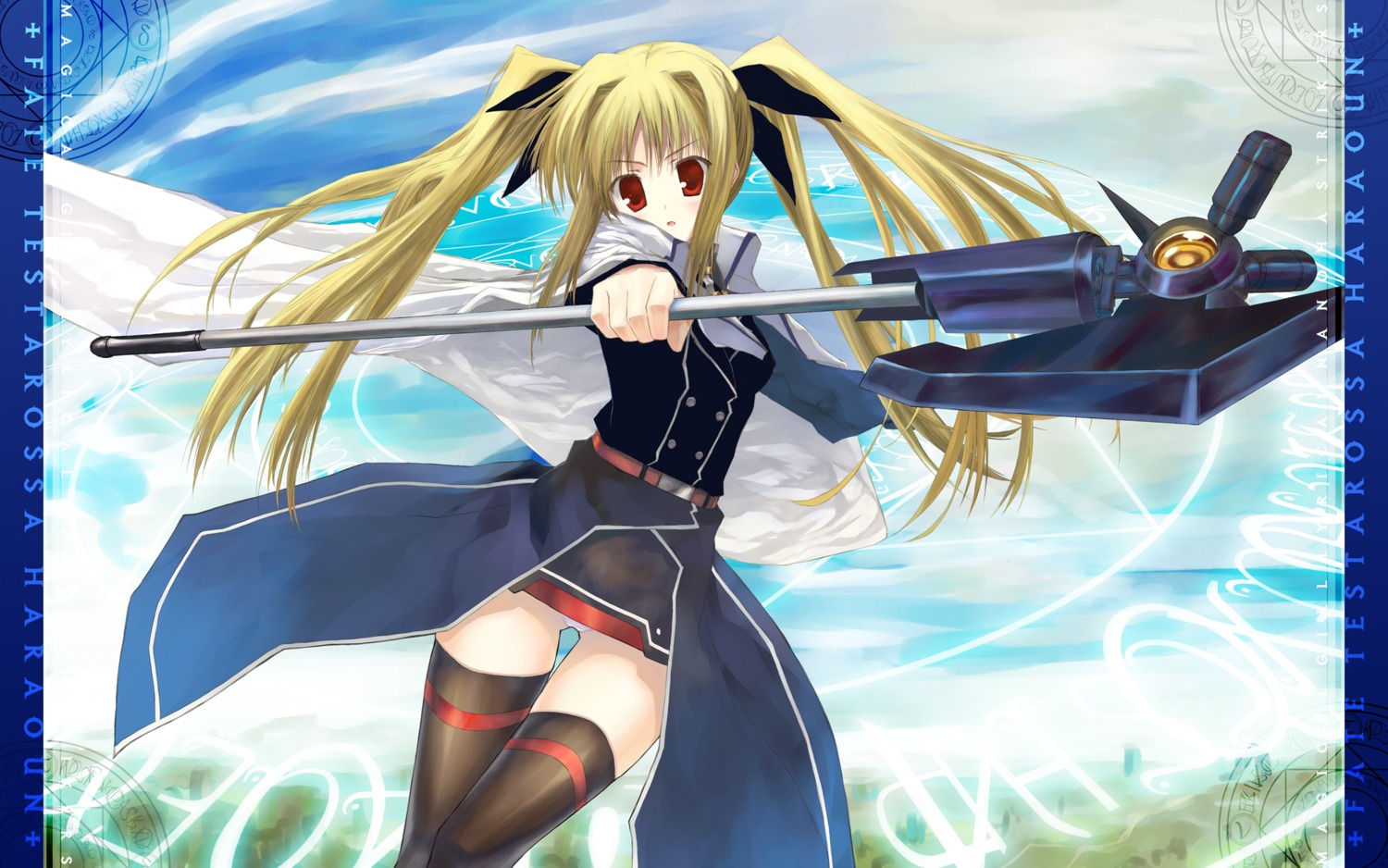 fate_testarossa kagutsuchi mahou_shoujo_lyrical_nanoha thighhighs wallpaper