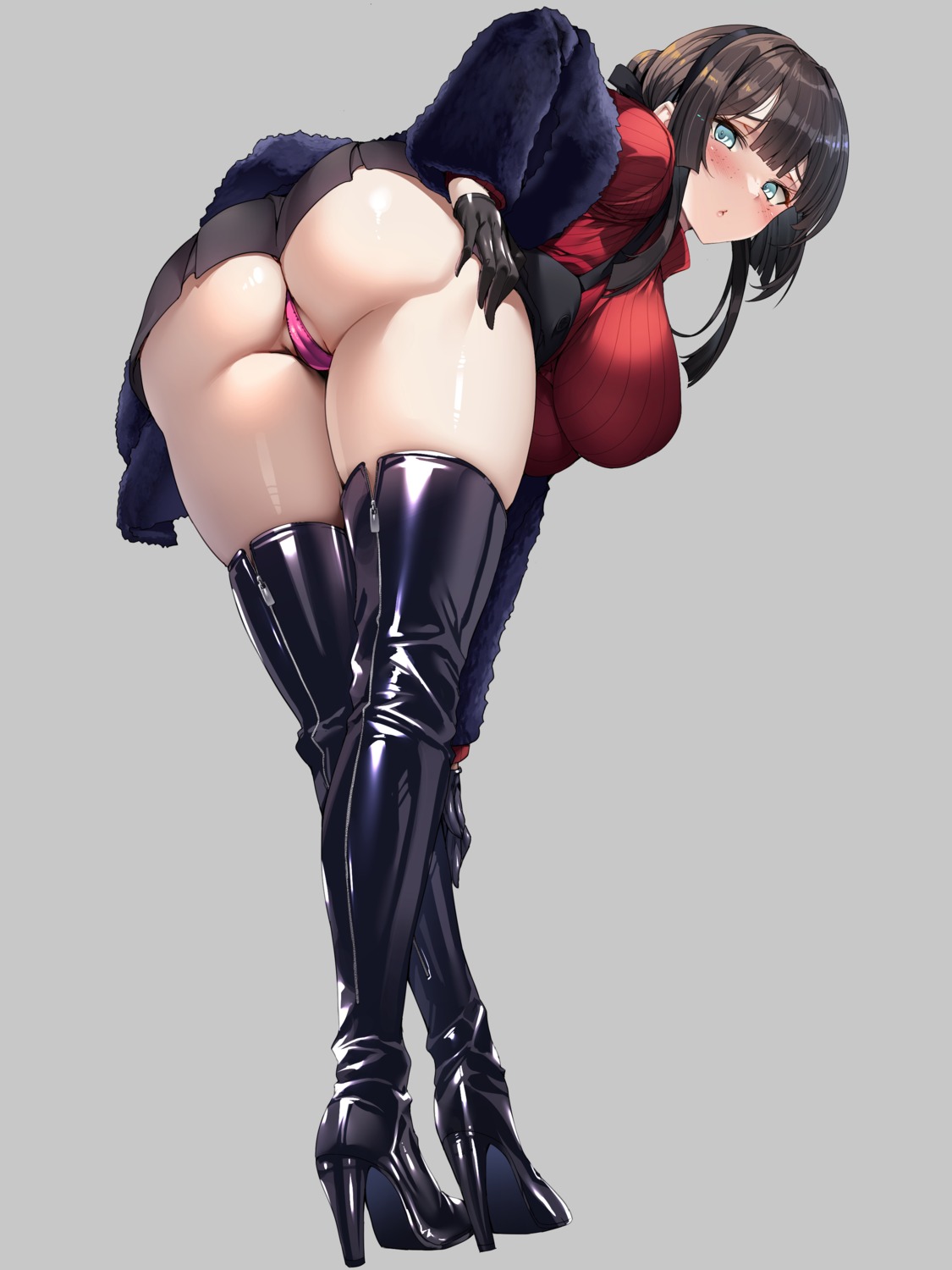 ass cameltoe heels kantai_collection mogador_(kancolle) pantsu skirt_lift sweater thighhighs thong torisan