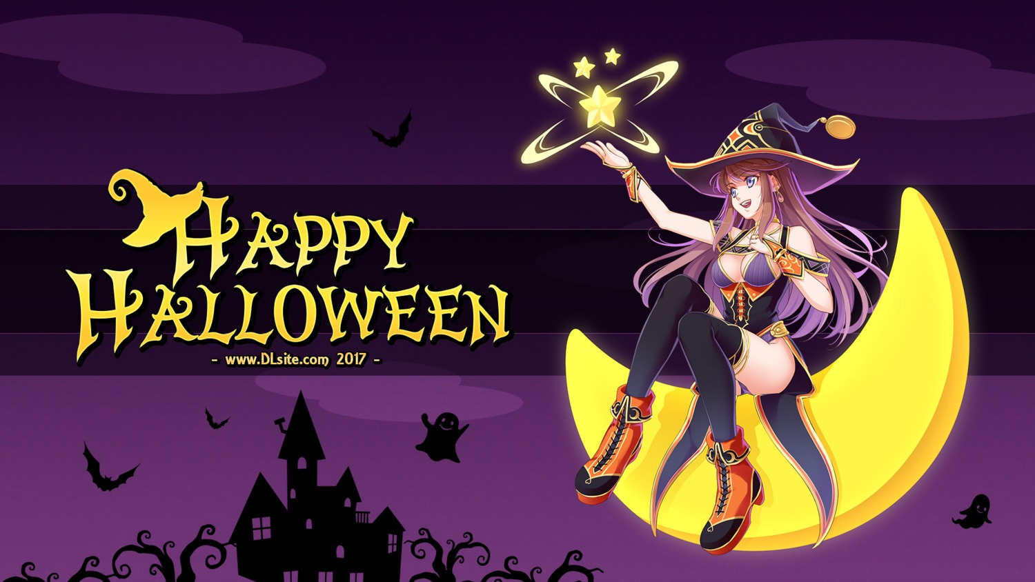 cleavage dlsite.com halloween heels leotard tagme thighhighs wallpaper witch