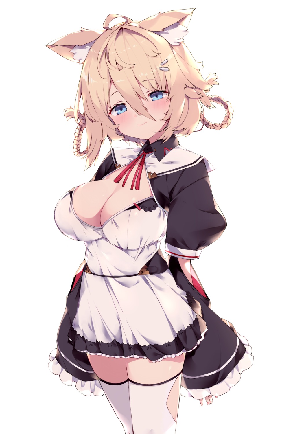 animal_ears cleavage haruyuki maid thighhighs