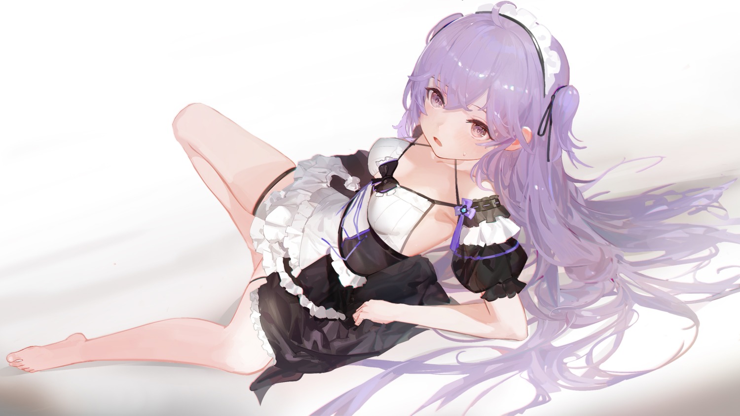 feet garter leiq maid no_bra see_through skirt_lift