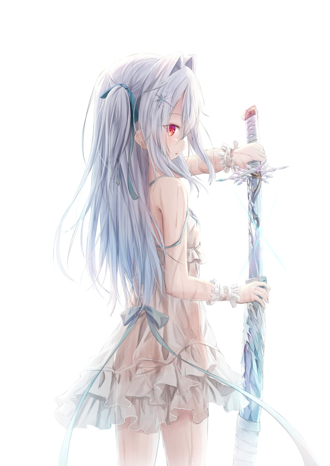 animal_ears dress see_through sword utatanecocoa