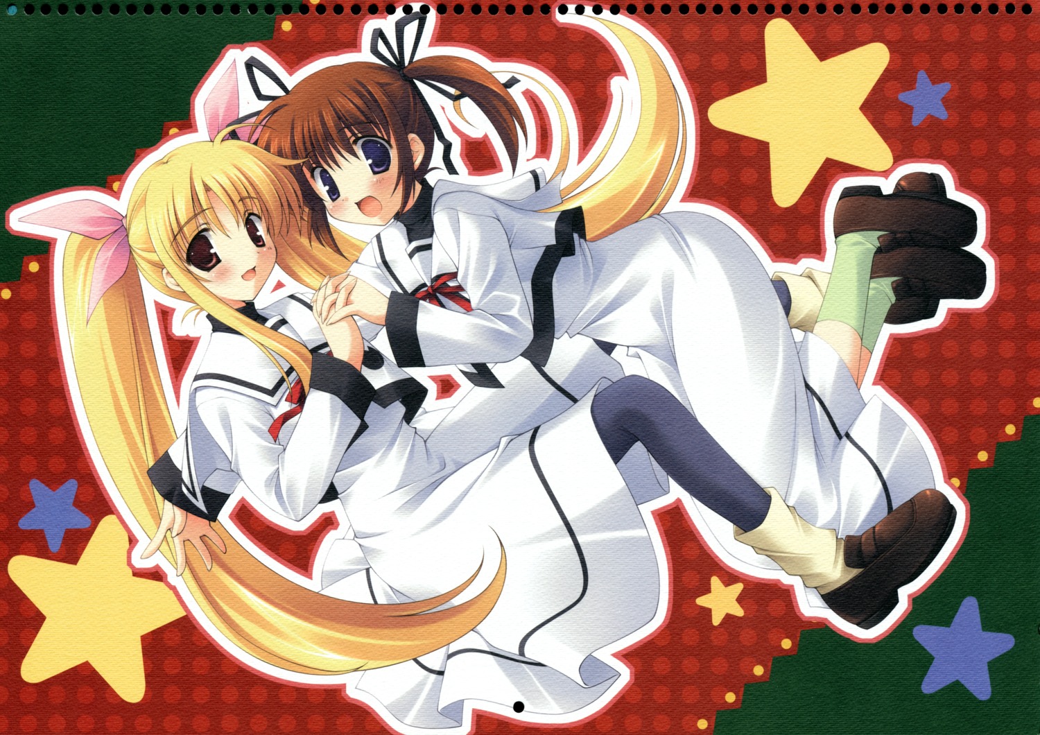 fate_testarossa fixme ikegami_akane mahou_shoujo_lyrical_nanoha paper_texture raw_scan screening takamachi_nanoha