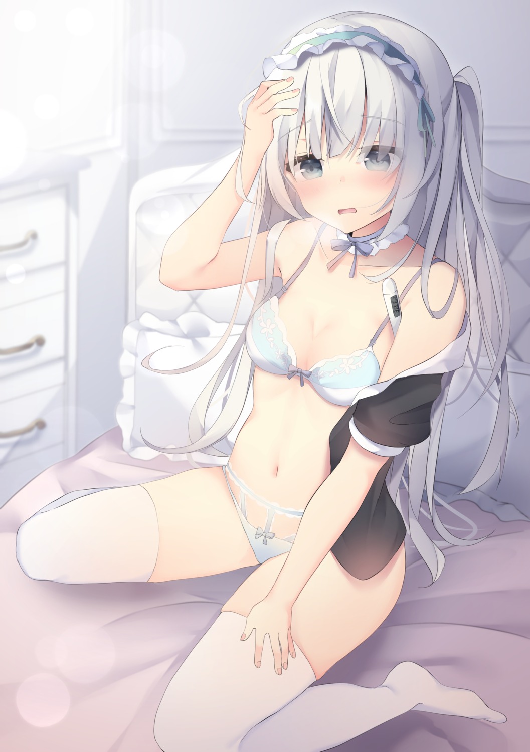 bra cleavage open_shirt pantsu thighhighs tsuruse