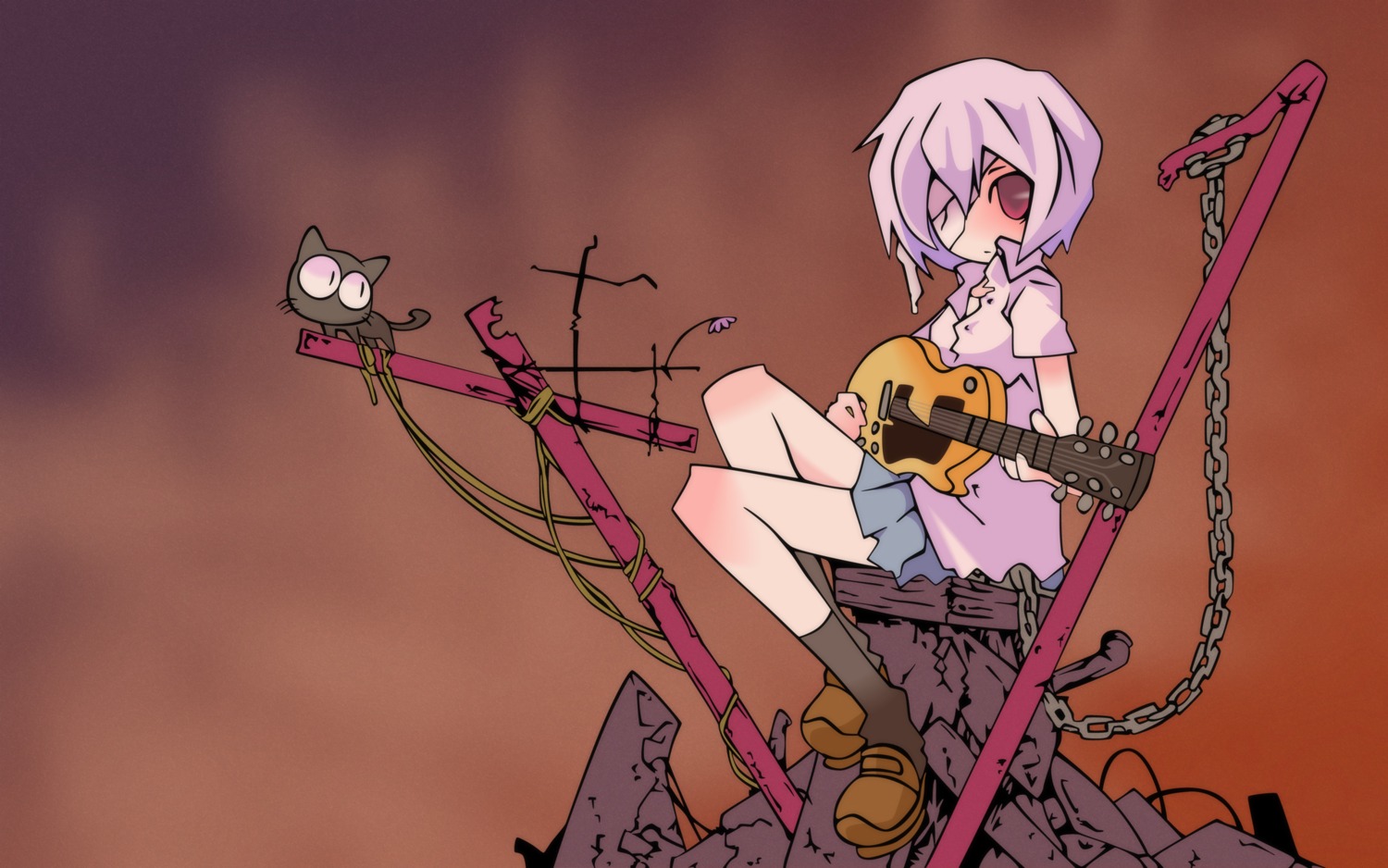 ayanami_rei guitar neko neon_genesis_evangelion wallpaper