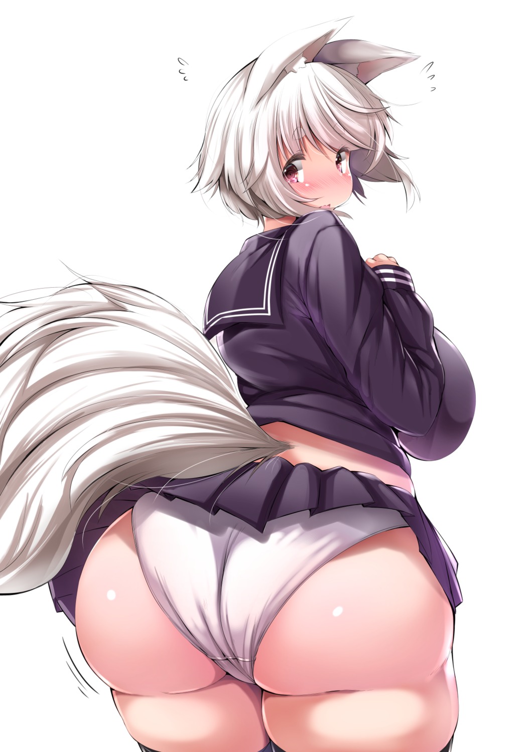 animal_ears ass inubashiri_momiji pantsu skirt_lift tagme tail thighhighs touhou