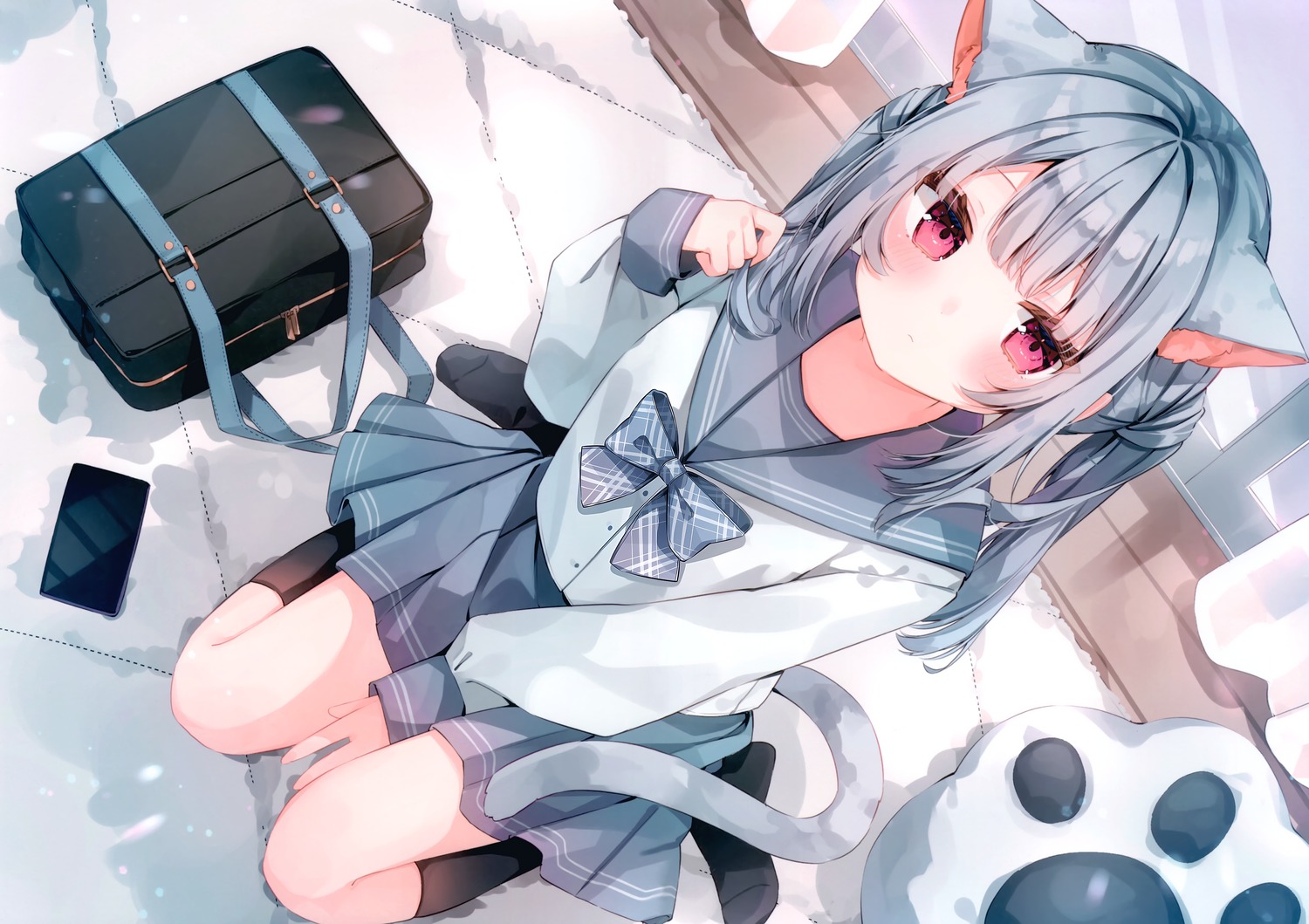 animal_ears nekomimi pirori_kingdom pirorikin seifuku tail