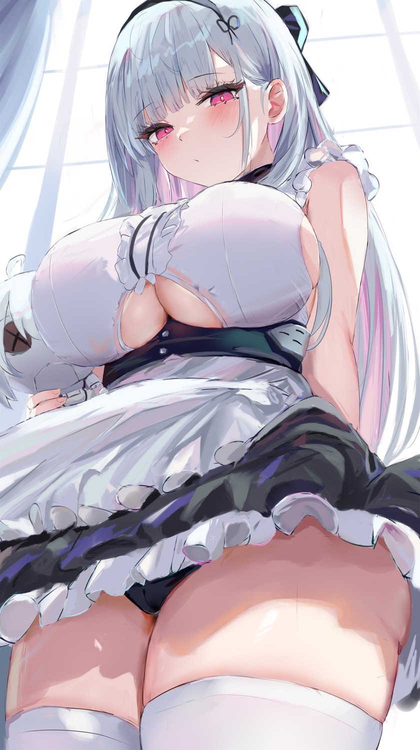 azur_lane cameltoe dido_(azur_lane) lshiki maid pantsu see_through sketch skirt_lift thighhighs