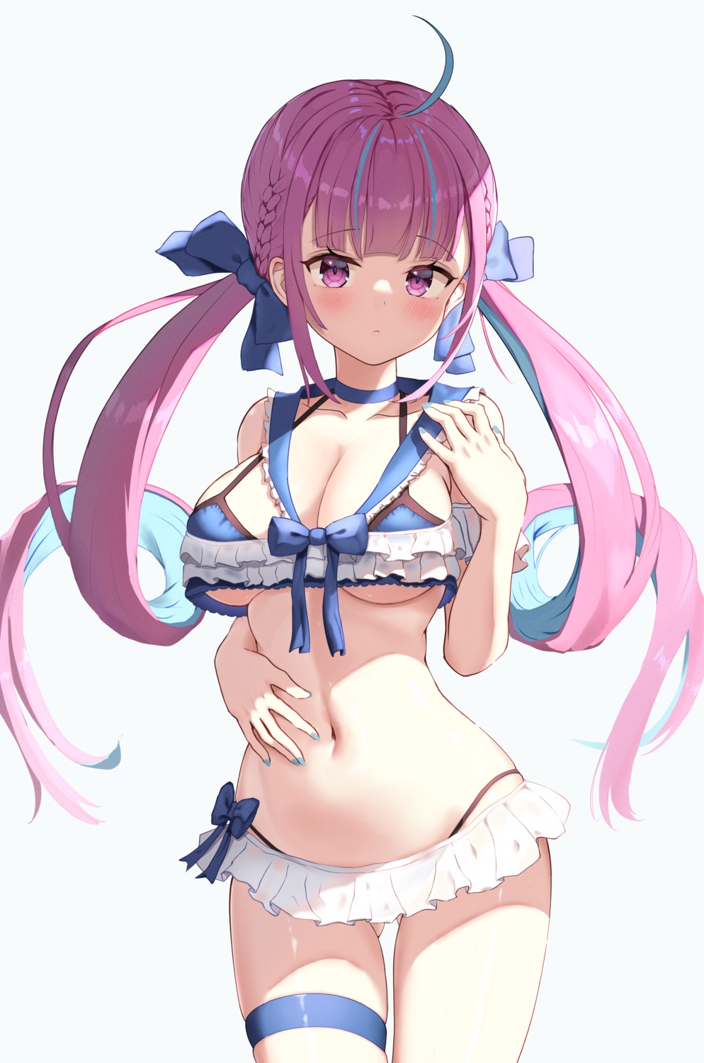 bikini garter hololive minato_aqua swimsuits zero_ichi