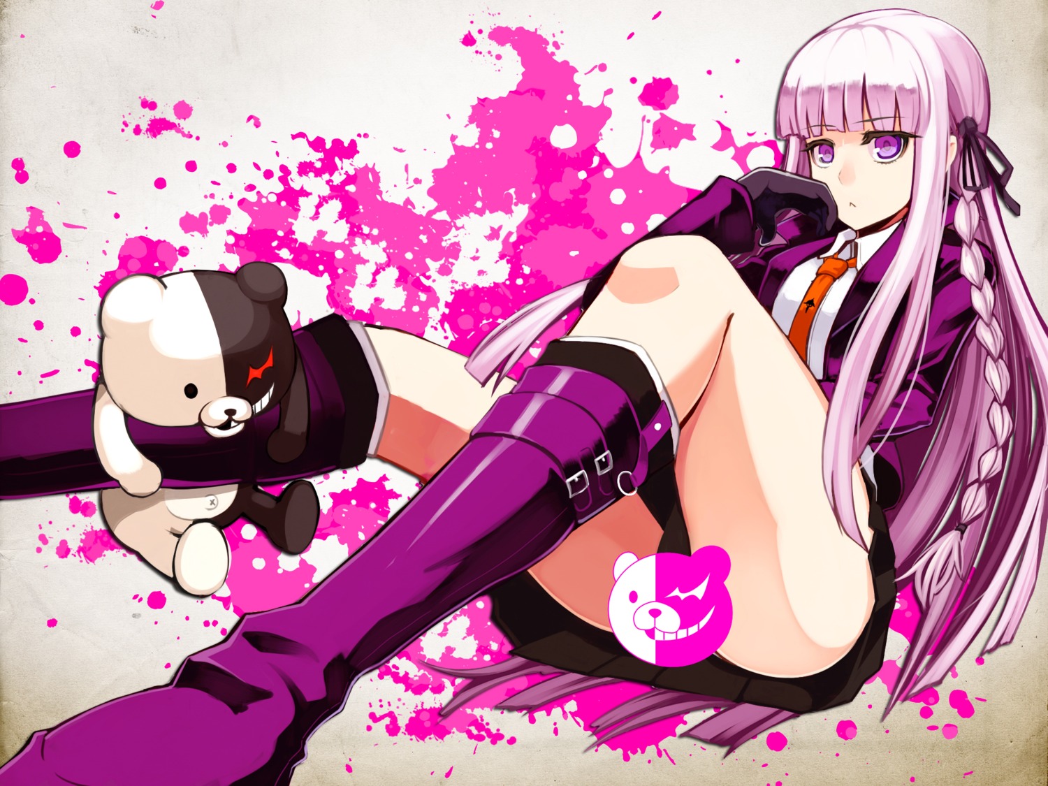 censored dangan-ronpa kirigiri_kyouko monokuma nira_ika_nai seifuku