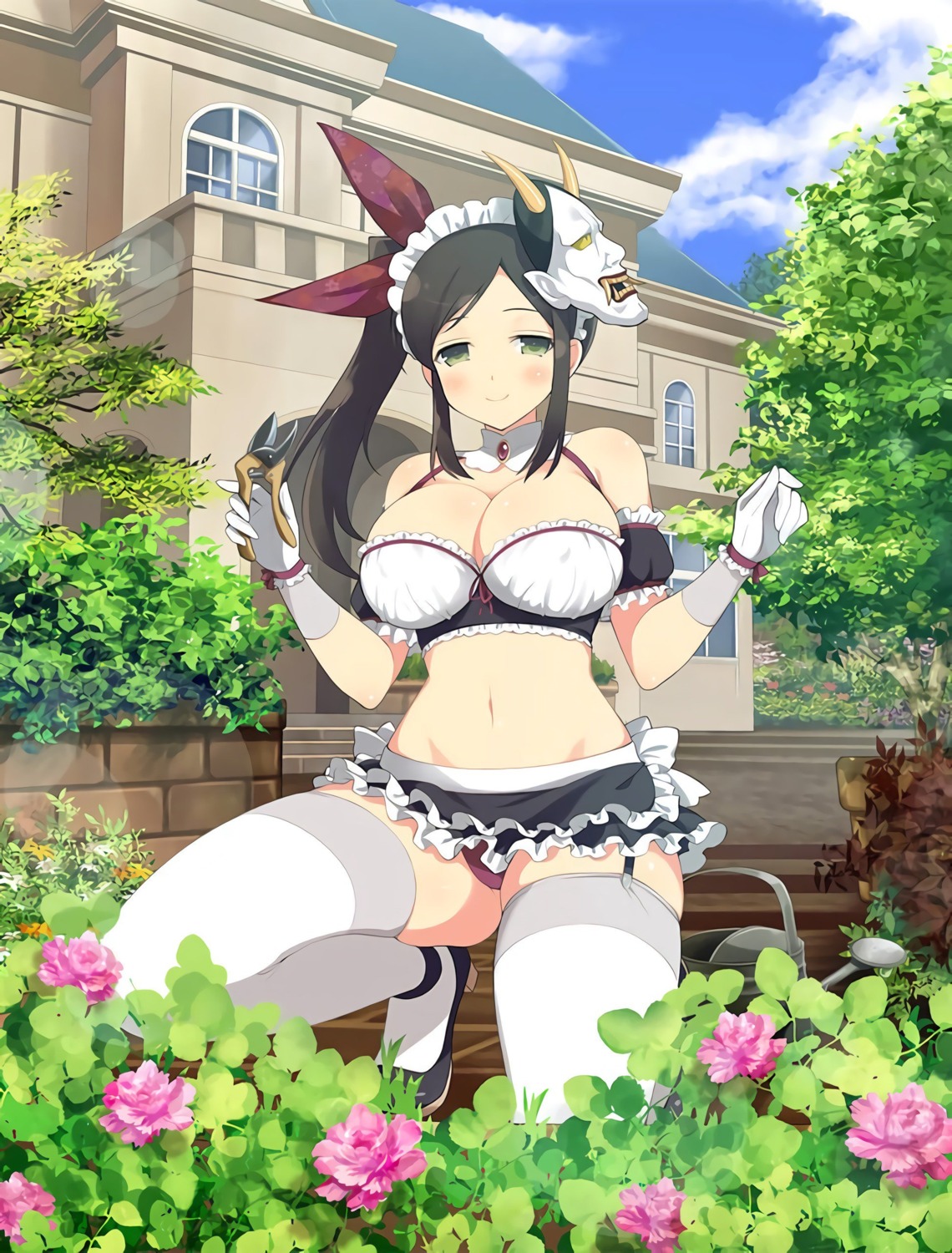 cleavage erect_nipples heels maid murakumo_(senran_kagura) pantsu senran_kagura stockings thighhighs yaegashi_nan