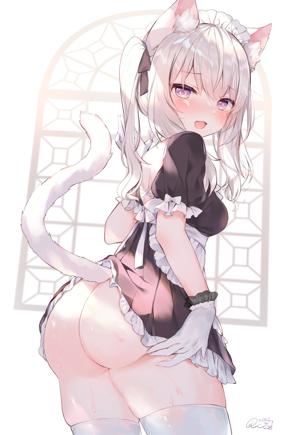 animal_ears ass nekomimi nopan rukako skirt_lift tail thighhighs