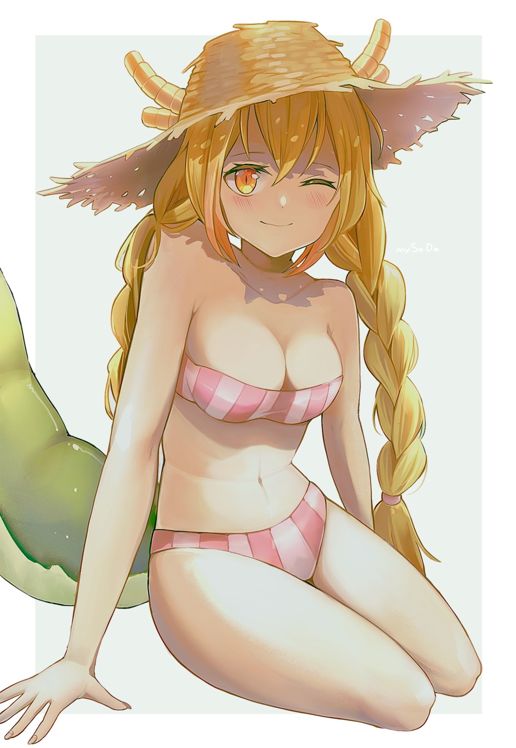 bikini horns kobayashi-san_chi_no_maidragon myso_da swimsuits tail tooru_(maidragon)