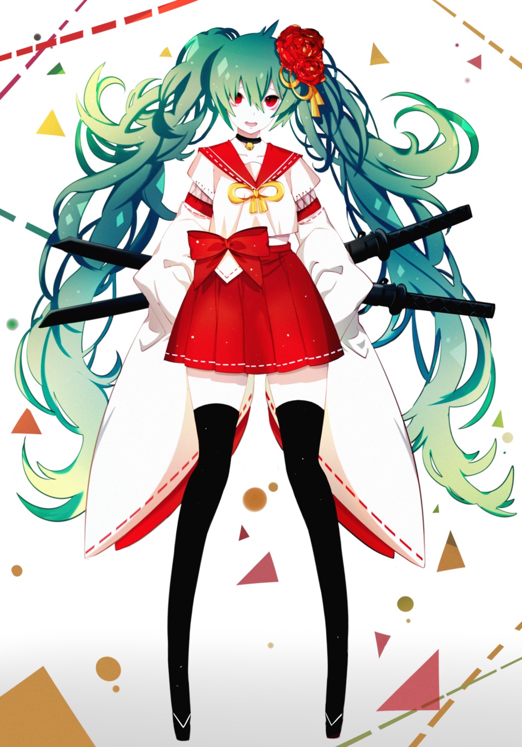 hatsune_miku runia sword thighhighs vocaloid