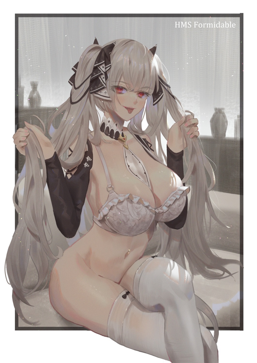 azur_lane bottomless bra cirilla formidable_(azur_lane) thighhighs