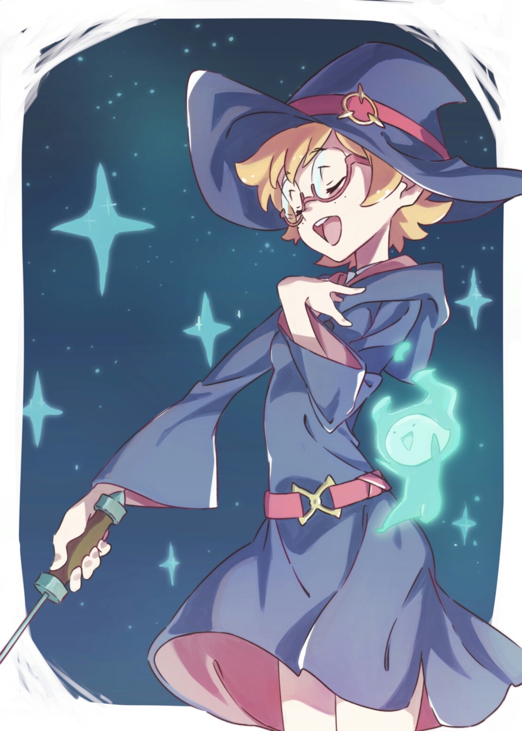 little_witch_academia lotte_yanson megane seifuku tama_(sin05g) witch