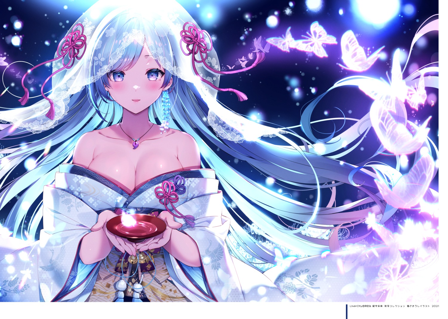 emori_miku emori_miku_project katto_(viking) kimono no_bra open_shirt sake viking