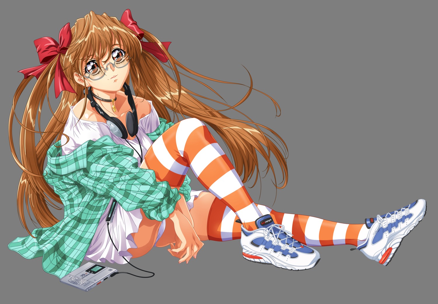 headphones megane pantsu thighhighs transparent_png vector_trace yokota_mamoru