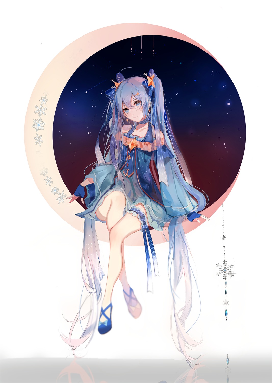 dress garter hatsune_miku naru_(ul) skirt_lift vocaloid yuki_miku