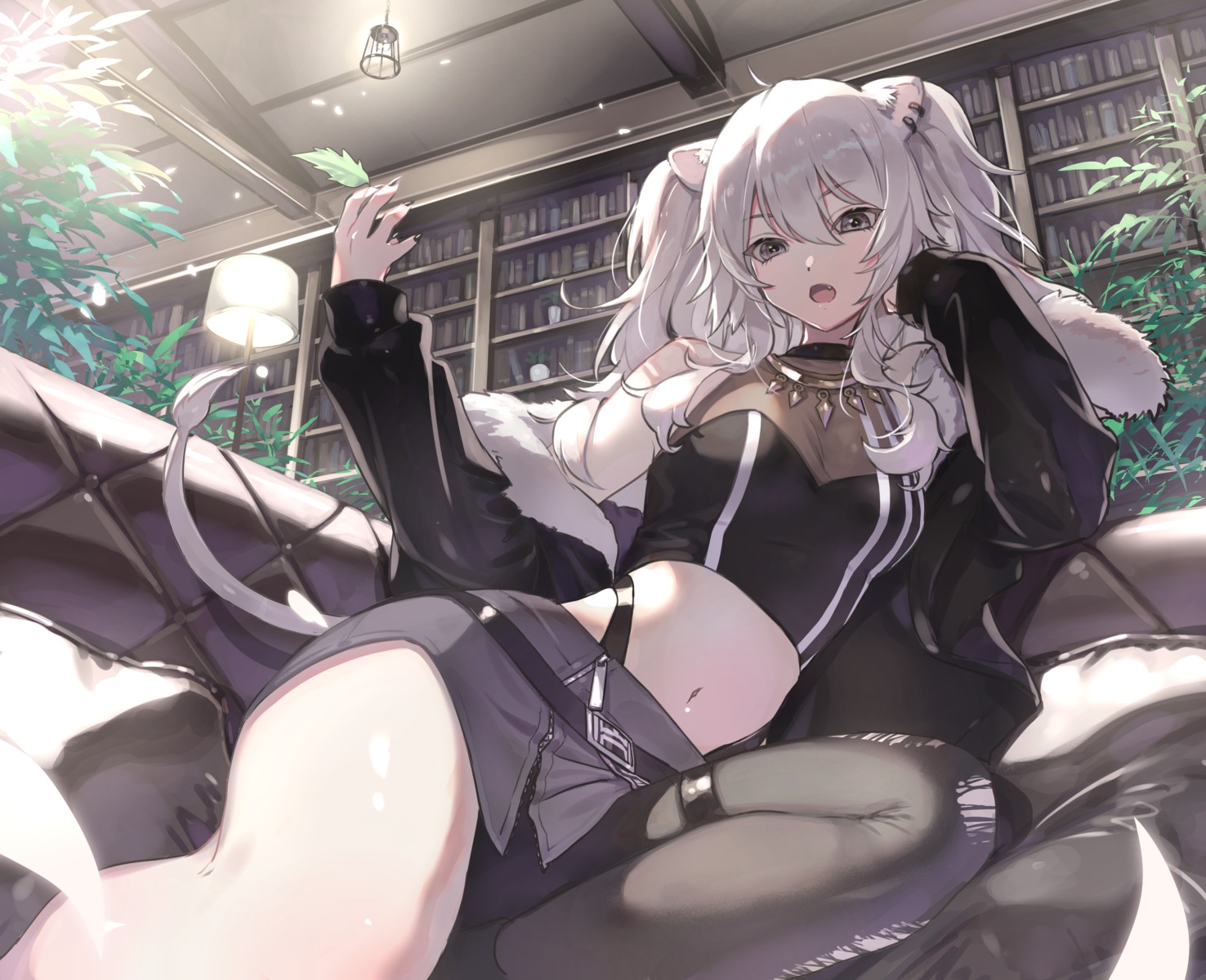 animal_ears garter hololive kuukai_(adexi) pantsu see_through shishiro_botan skirt_lift tail