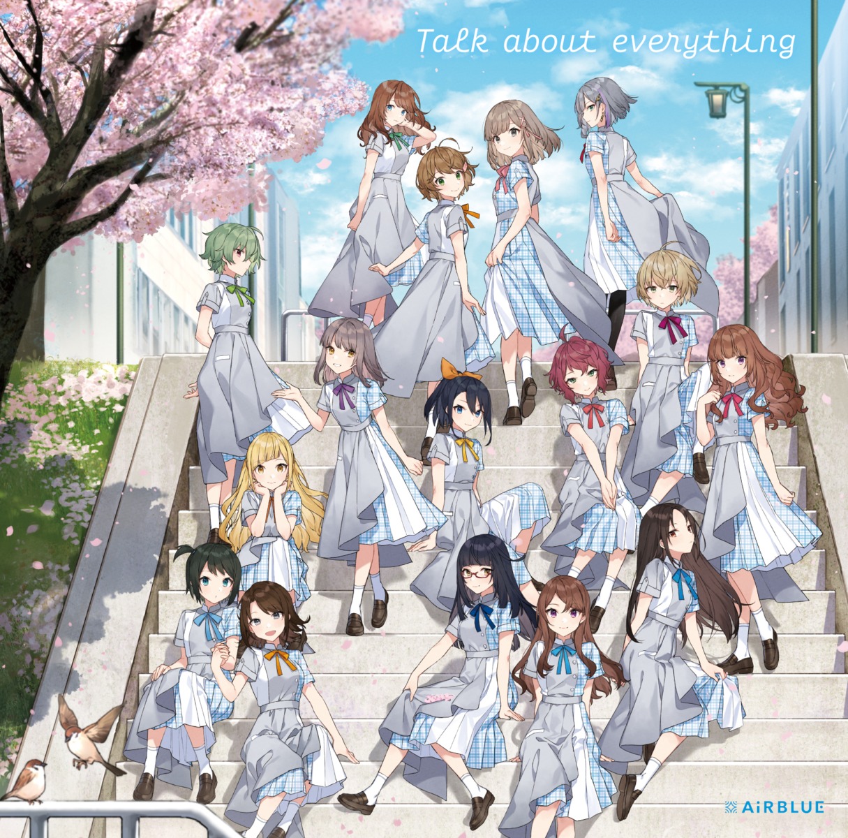 akagawa_chisa cue! disc_cover eniwa_airi hinakura_riko kamuro_aya kano_shiho kujou_yuzuha maruyama_rie megane miyaji_mahoro mutsuishi_haruna myojin_rinne seifuku skirt_lift tagme takatori_maika tendo_yuuki toomi_mei tsukii_honoka utsugi_satori yomine_miharu