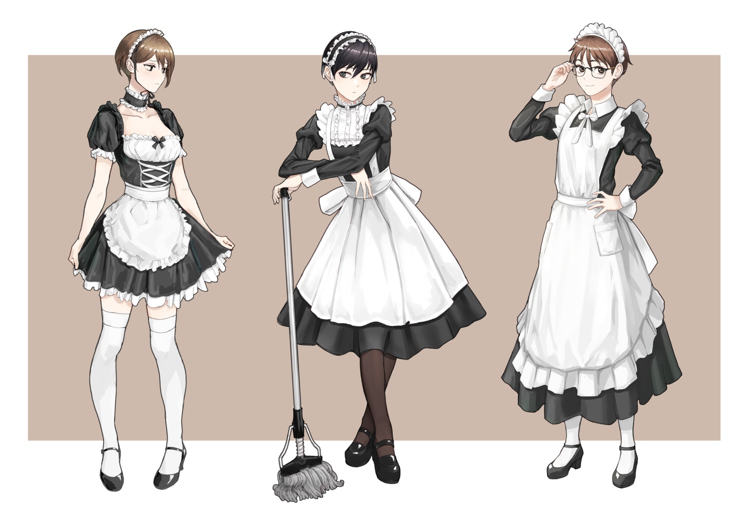 cleavage dkrdkrdkr heels maid megane thighhighs