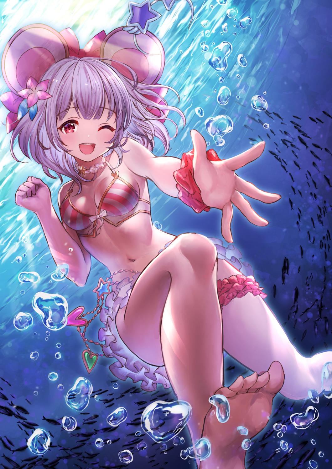 animal_ears artist_revision bikini cleavage feet garter granblue_fantasy misekiss swimsuits vikala_(granblue_fantasy)