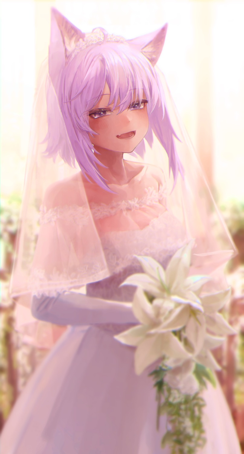 animal_ears dress hololive hololive_gamers nanome_to nekomata_okayu nekomimi see_through wedding_dress