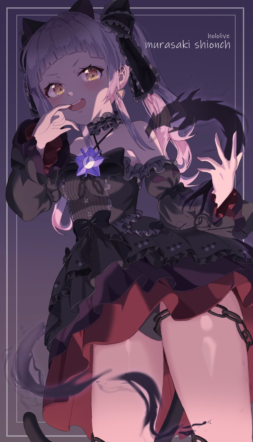 animal_ears bomrung garter gothic_lolita hololive lolita_fashion murasaki_shion pantsu tail