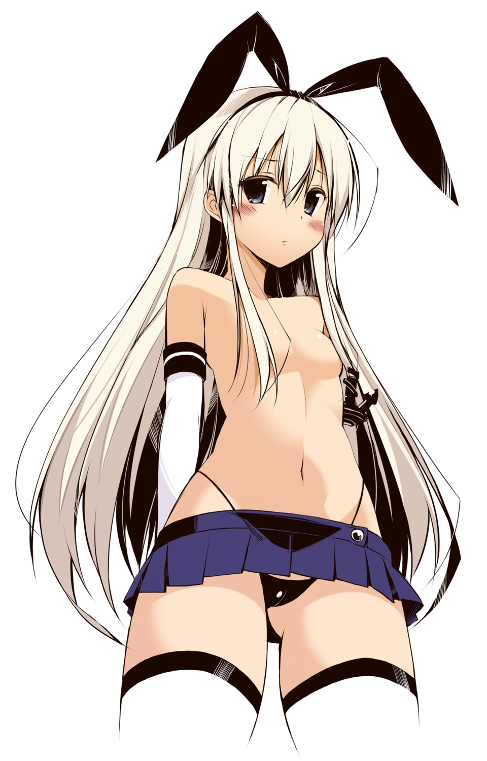 kantai_collection oota_yuuichi pantsu shimakaze_(kancolle) thighhighs thong topless